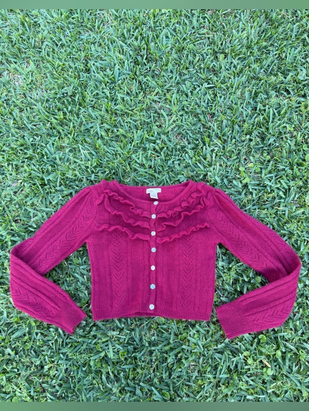 Topin Angora Wool Blend Ruffle Cardigan Raspberry Pink Grandmacore Coquette S